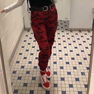Red camo utility pants joggers